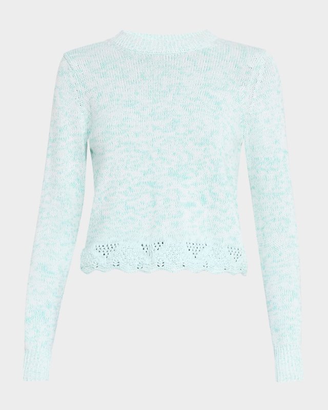 Crewneck Pointelle Knit Cotton Tank